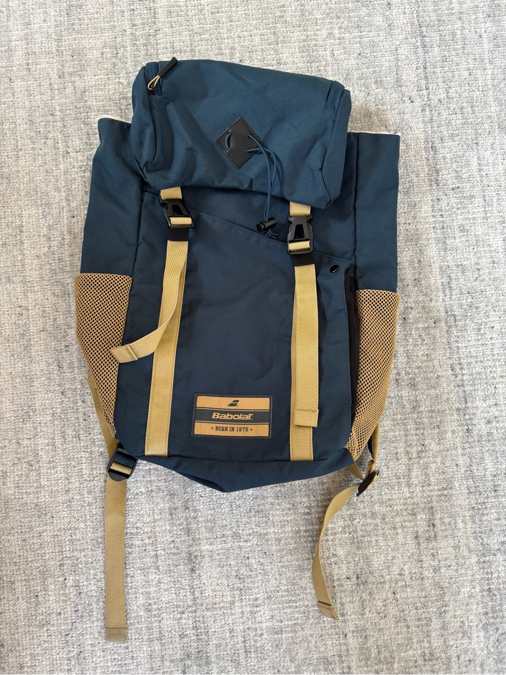 Babolat Junior Classic Backpack Blue Tan Side Mesh Tennis Travel Hike School